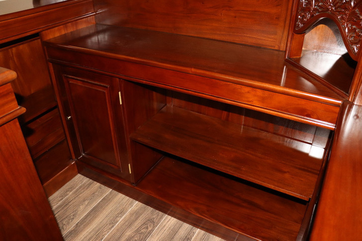 6.5ft Custom Mahogany Stained Glass Corner Canopy Pub Bar