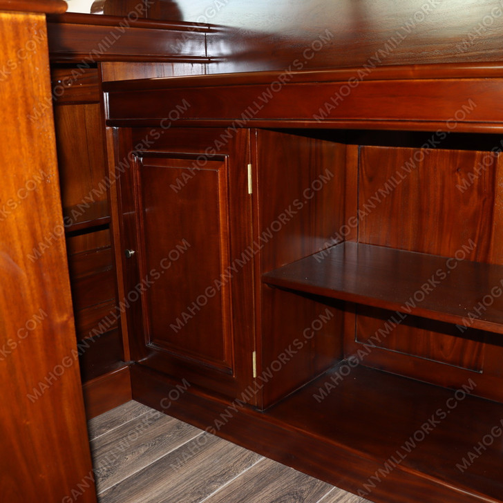 6.5ft Custom Mahogany Stained Glass Corner Canopy Pub Bar
