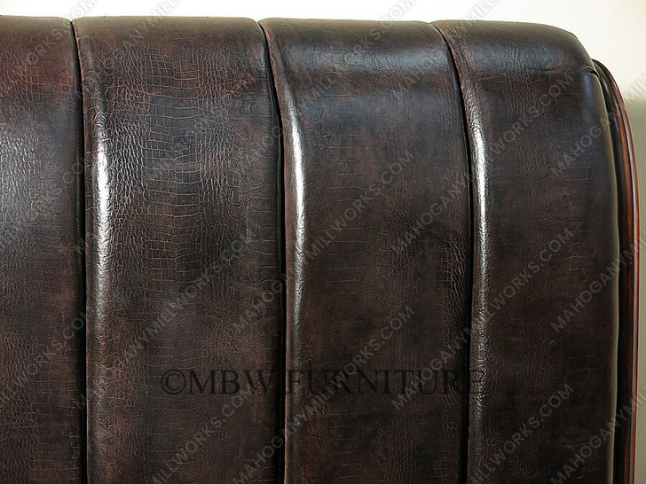 Genuine Leather Croc Design Sleigh Bed