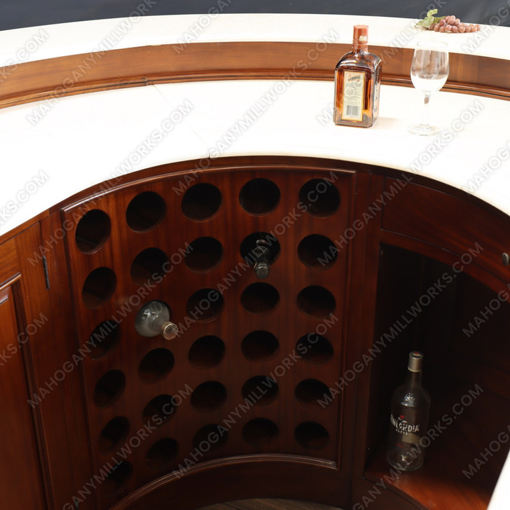 U-Shape Marble top Horseshoe Pub Bar w/Brass Rails