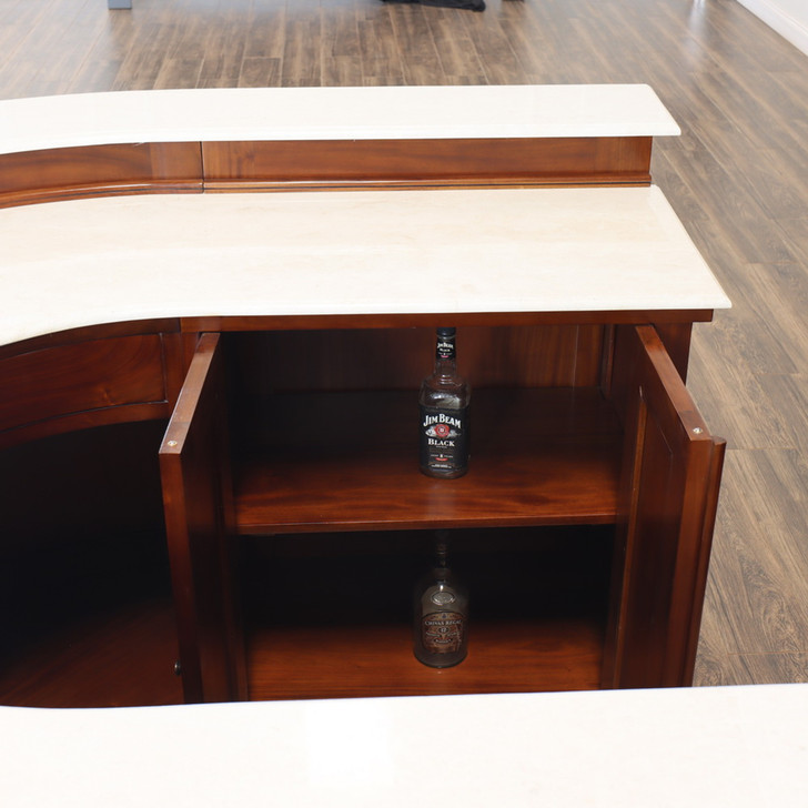Mahogany U-Shape Marble top Horseshoe Bar