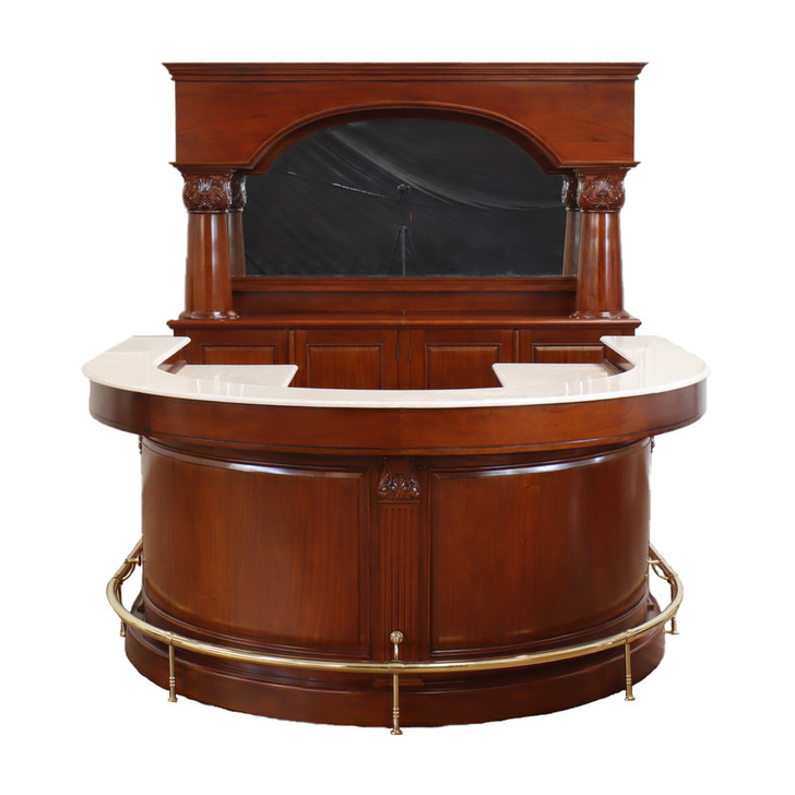 Mahogany U-Shape Marble top Horseshoe Bar