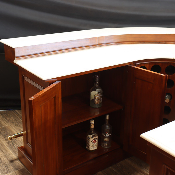 Mahogany U-Shape Marble top Horseshoe Bar