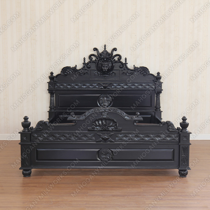 Black Gothic Lion Carved Bed