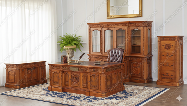 4pc Light Mahogany Presidential Resolute Office Suite