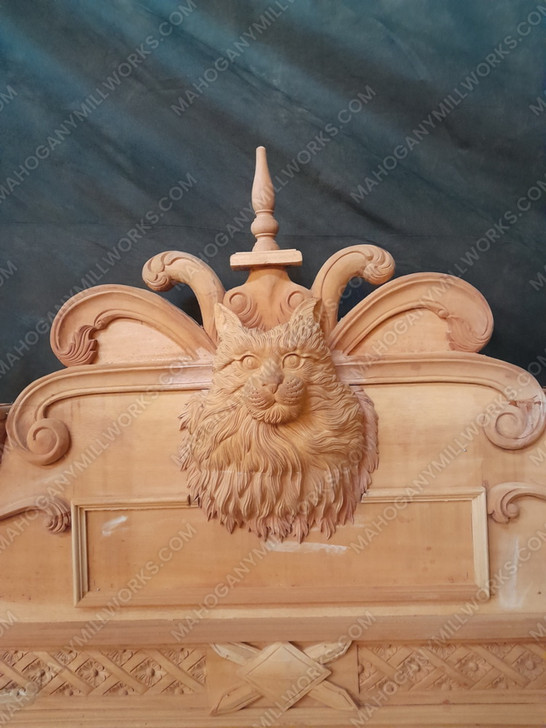 Custom Black Gothic Cat Bed w/ Carved Cat Statues