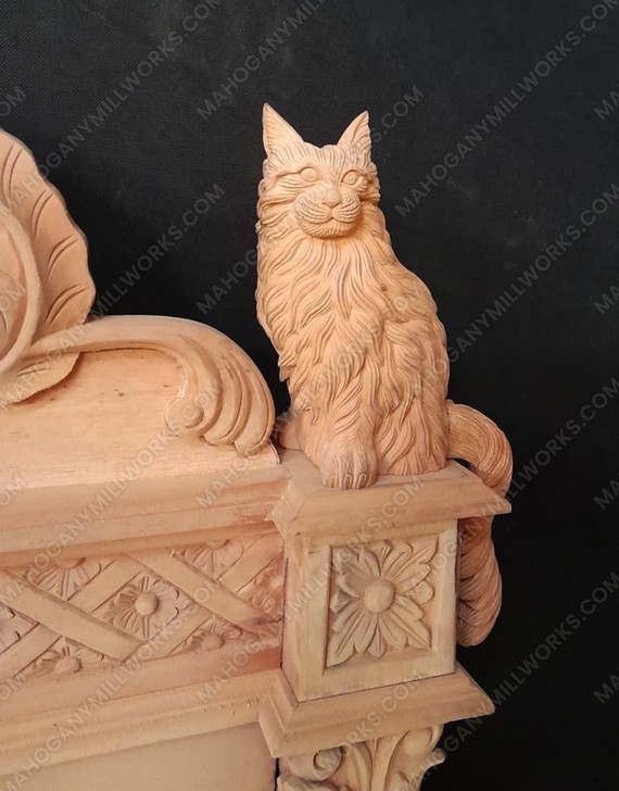 Custom Black Gothic Cat Bed w/ Carved Cat Statues