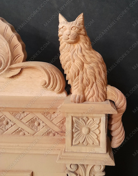 Custom Black Gothic Cat Bed w/ Carved Cat Statues