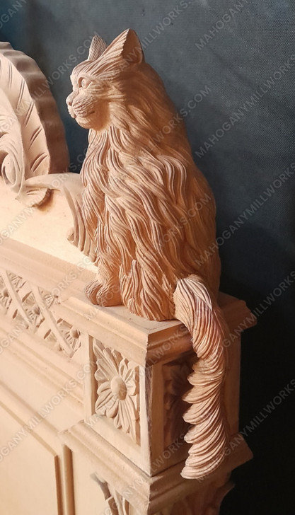Custom Black Gothic Cat Bed w/ Carved Cat Statues