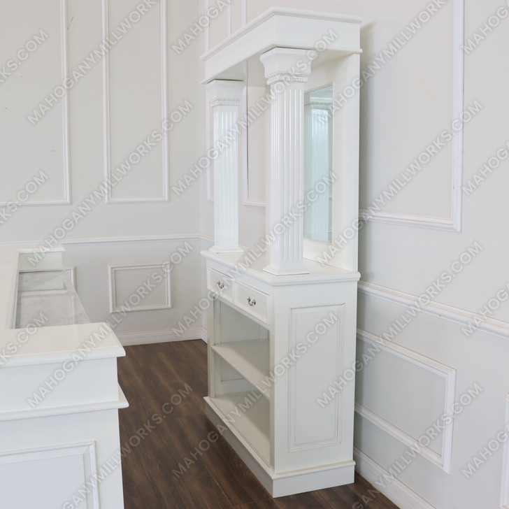 10ft White Corinthian Pub Bar w/ Bartender Working Area