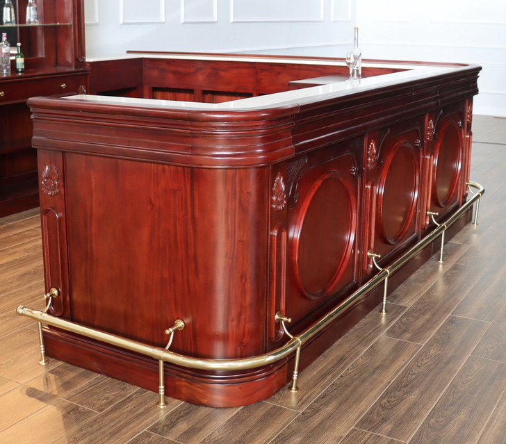 15ft Custom Mahogany L-Shape Pub Bar Set (15ft x 87"H)