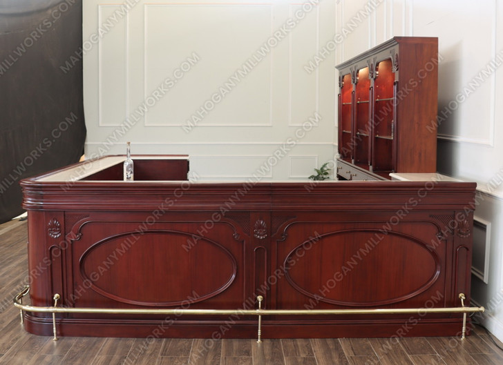 15ft Custom Mahogany L-Shape Pub Bar (15ft x 87"H)