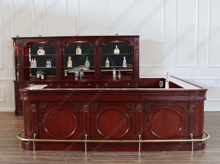 15ft Mahogany/Cherry L-Shape Pub Bar (15ft x 87"H)