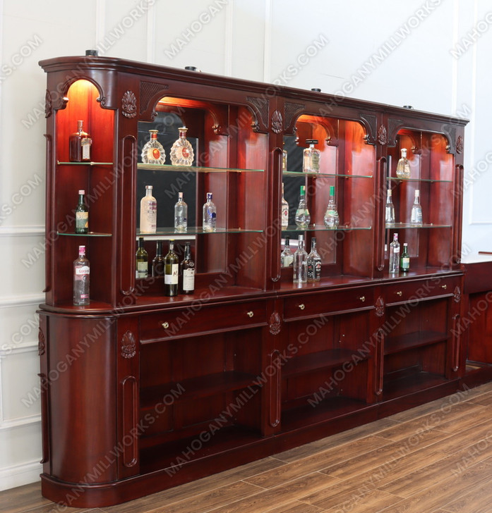15ft Mahogany/Cherry L-Shape Pub Bar (15ft x 87"H)