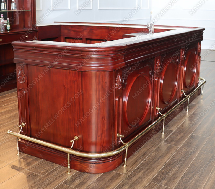 15ft Custom Mahogany L-Shape Pub Bar (15ft x 87"H)