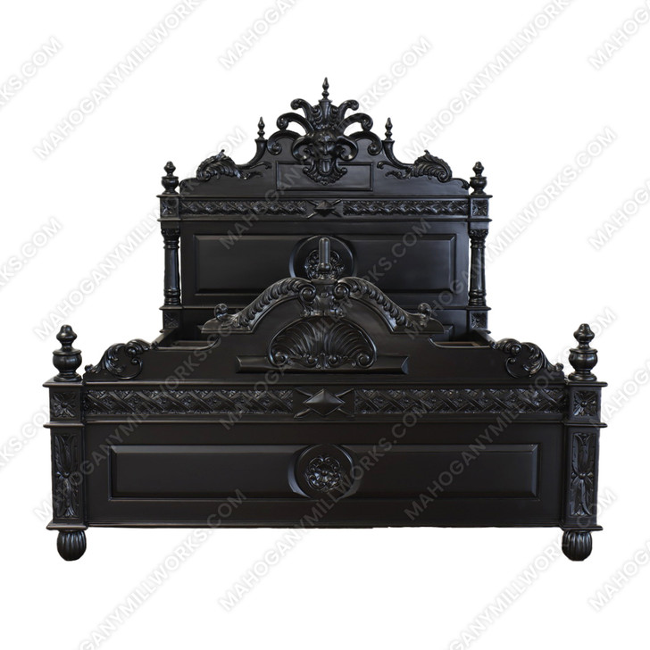 3pc Black Satin Finish Gothic Gargoyle Bedroom Set
