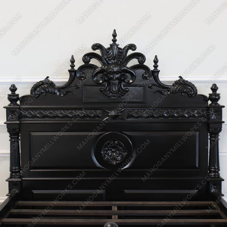 3pc Black Satin Gothic Gargoyle Bedroom Set