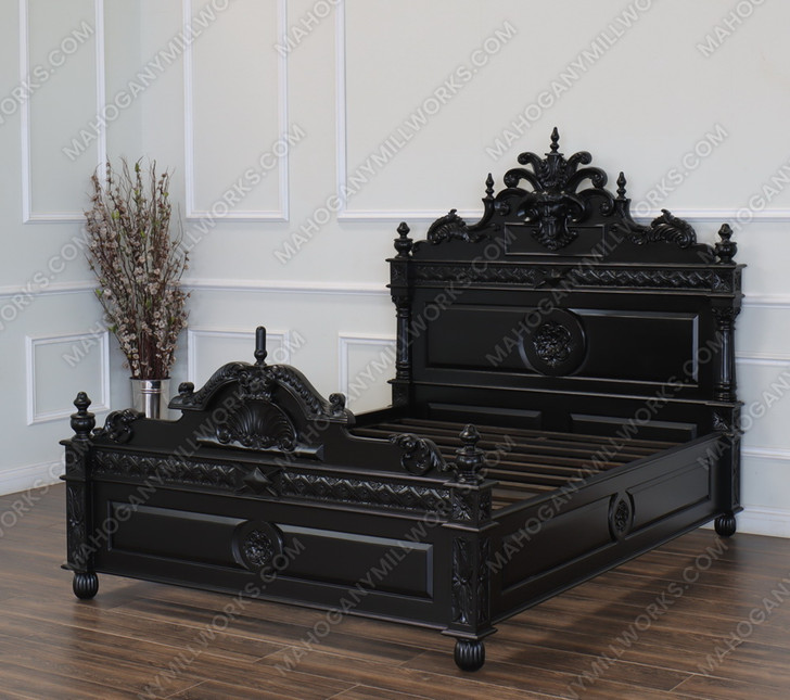 3pc Black Satin Gothic Gargoyle Bedroom Set