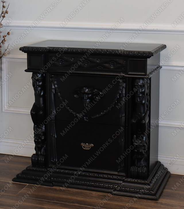 3pc Black Satin Gothic Gargoyle Bedroom Set