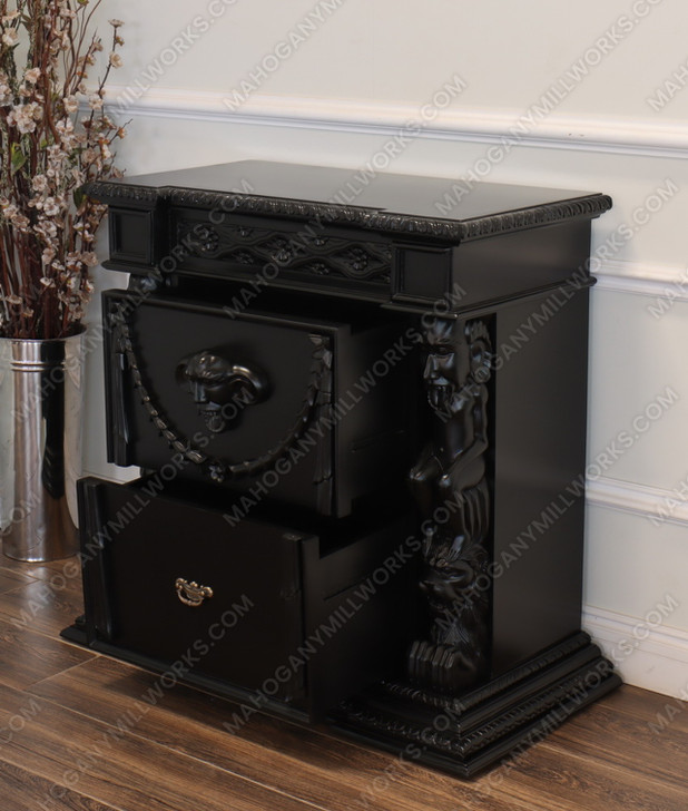 3pc Black Satin Gothic Gargoyle Bedroom Set