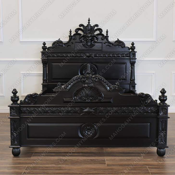 3pc Black Satin Gothic Gargoyle Bedroom Set
