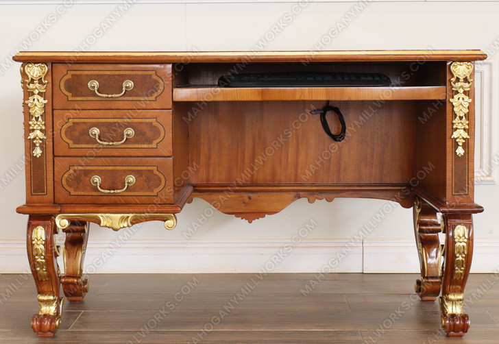 Large Marquetry Inlay U-Shape Desk