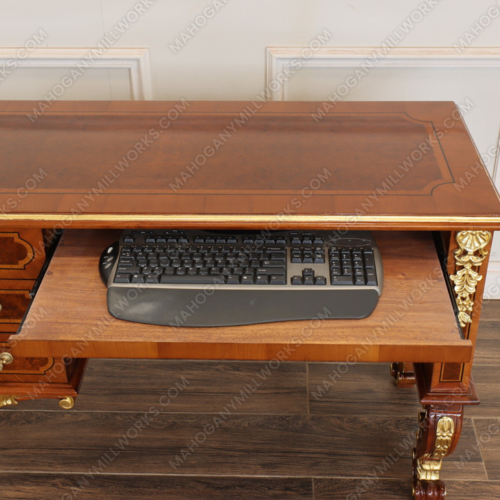Large Marquetry Inlay U-Shape Desk