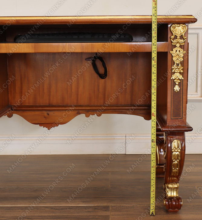 Large Marquetry Inlay U-Shape Desk