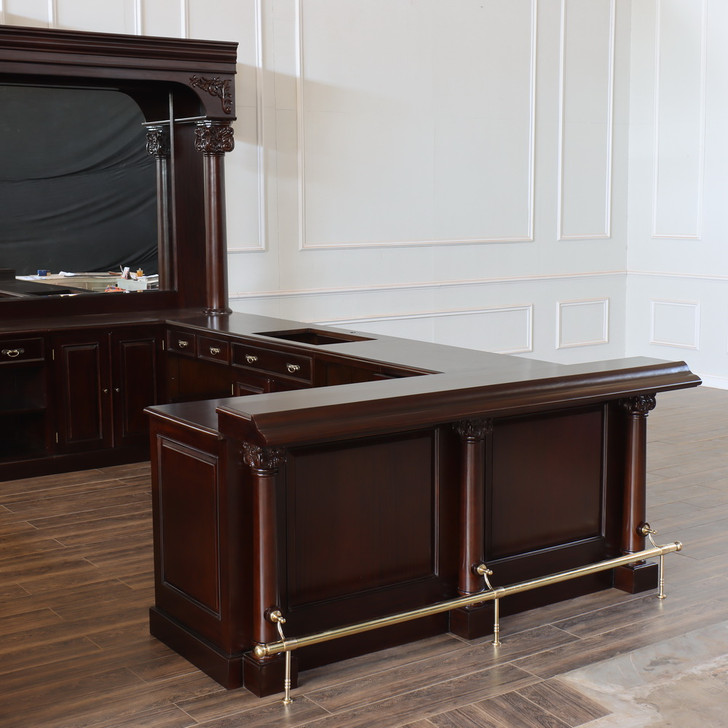 Large Customized Mahogany Blackburn Pub Bar Set