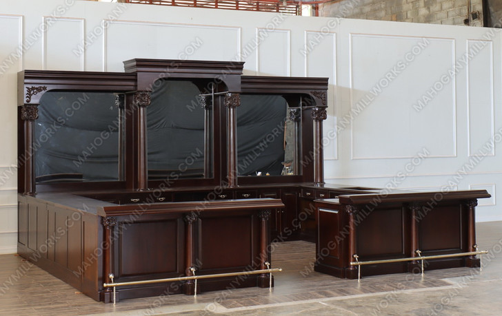 Large Custom Mahogany Wraparound Pub Bar