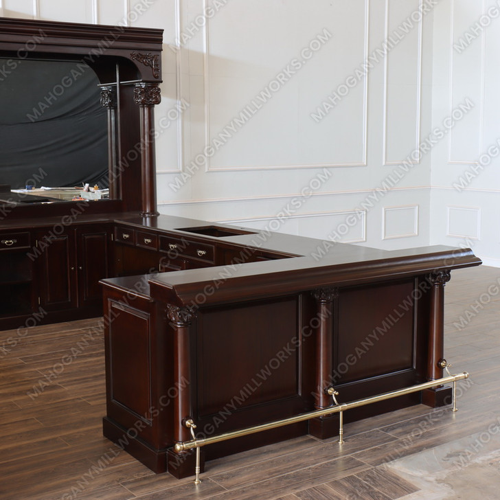 Large Customized Mahogany Blackburn Pub Bar Set