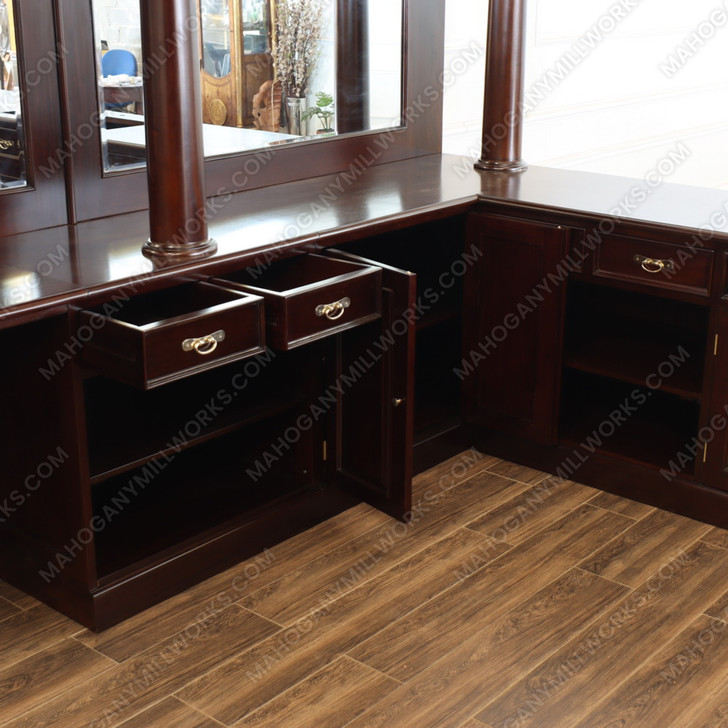 Large Custom Mahogany Wraparound Pub Bar