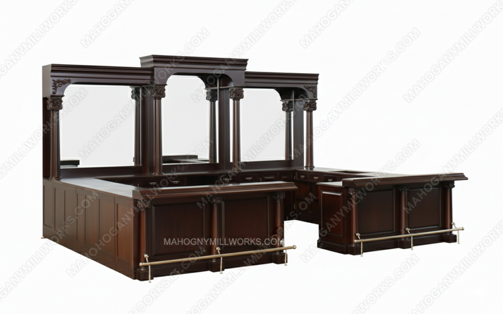 Large Custom Mahogany Wraparound Pub Bar