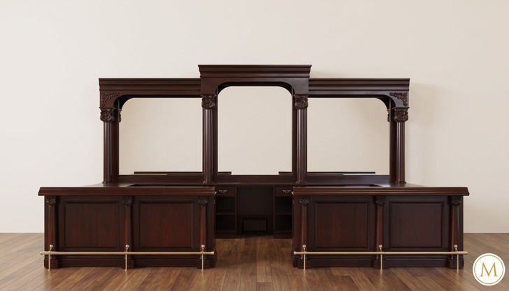 Large Custom Mahogany Wraparound Pub Bar