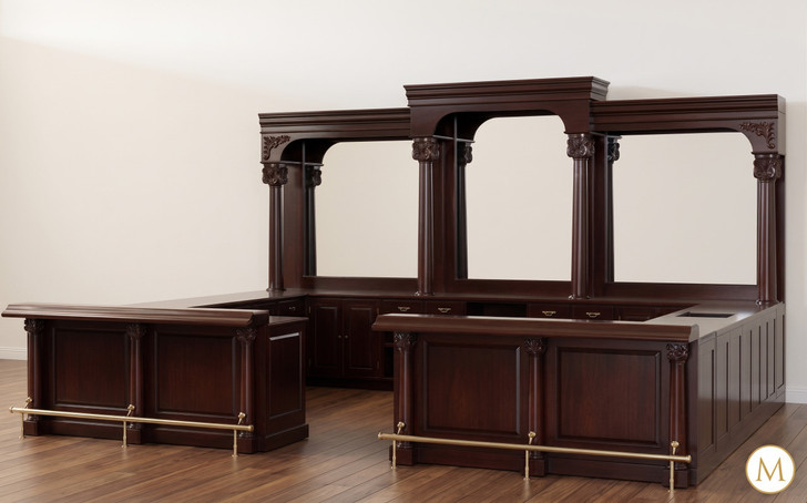 Large Custom Mahogany Wraparound Pub Bar