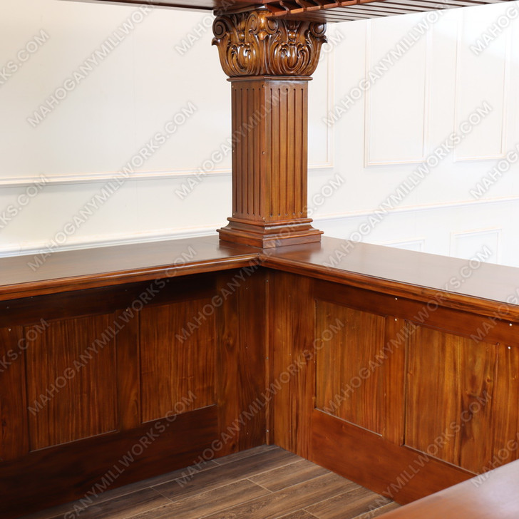 15ft Custom Mahogany Ornate Carved Canopy Pub Bar