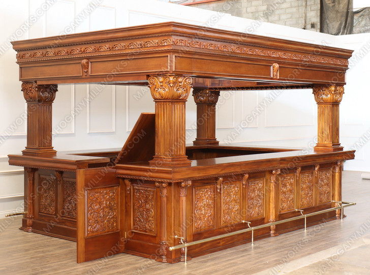 15ft Large Ornate  Heavily Carved Canopy Pub Bar