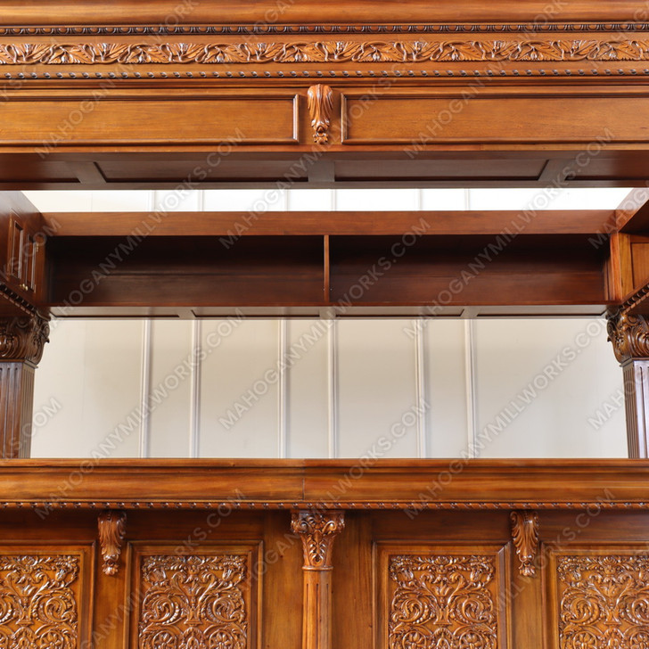 15ft Custom Mahogany Ornate Carved Canopy Pub Bar