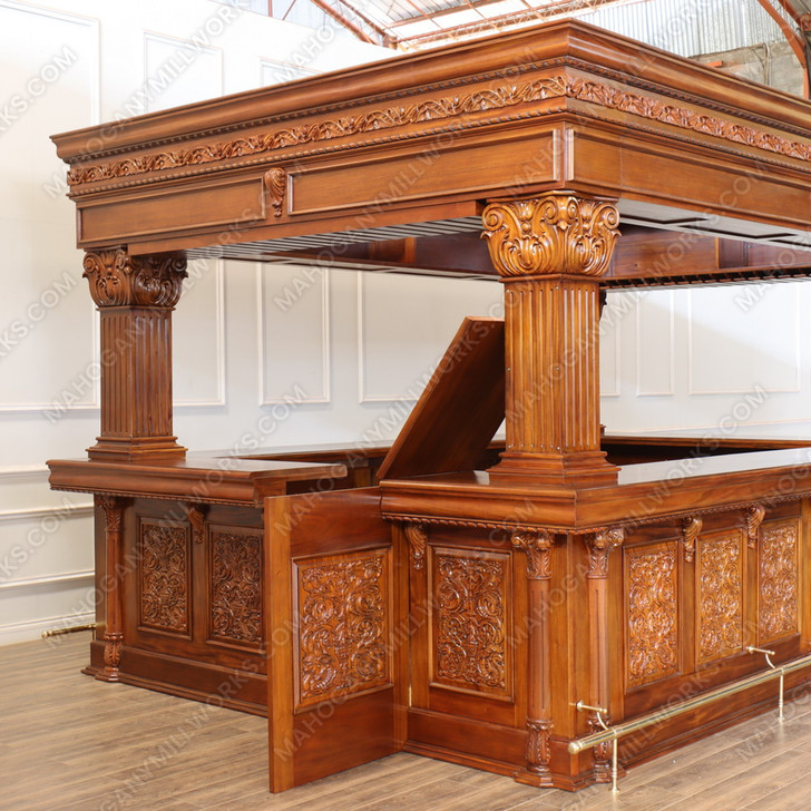 15ft Large Ornate  Heavily Carved Canopy Pub Bar
