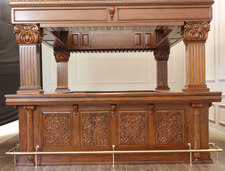 15ft Large Ornate  Heavily Carved Canopy Pub Bar