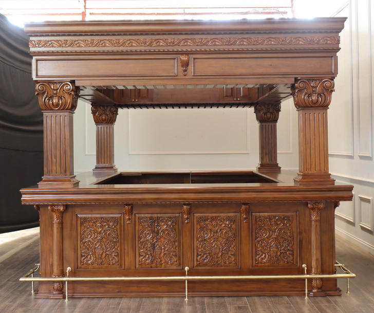 15ft Large Ornate  Heavily Carved Canopy Pub Bar