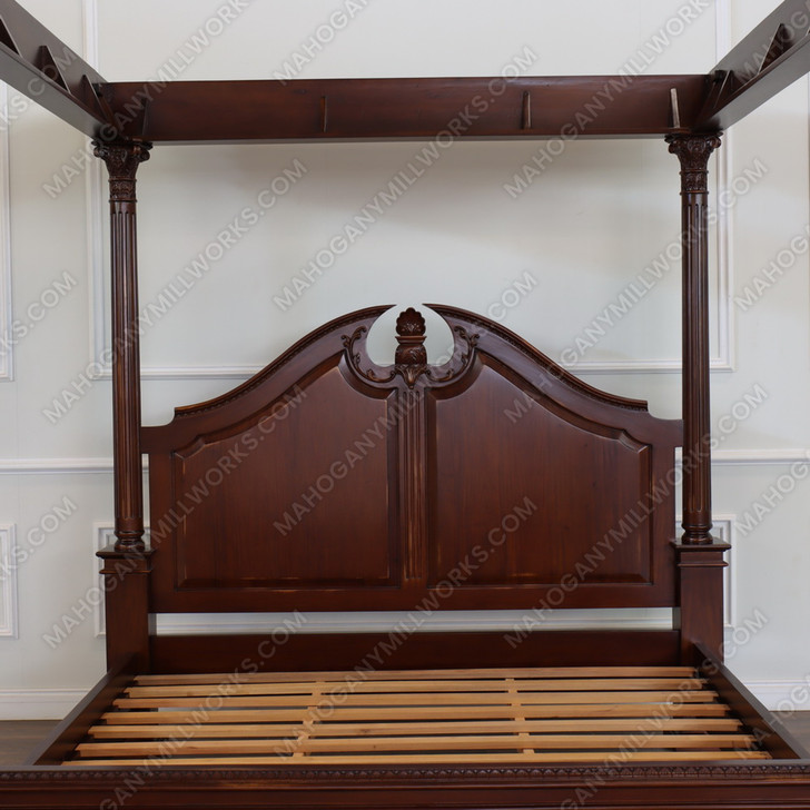 Distressed Walnut Roman Canopy Bed