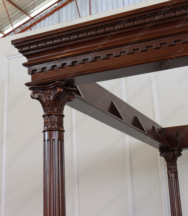Distressed Mahogany/Walnut Roman Canopy Bed