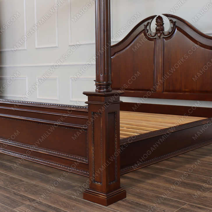Distressed Walnut Roman Canopy Bed