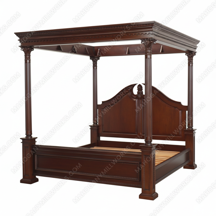 Walnut Roman Canopy Bed (E. King)