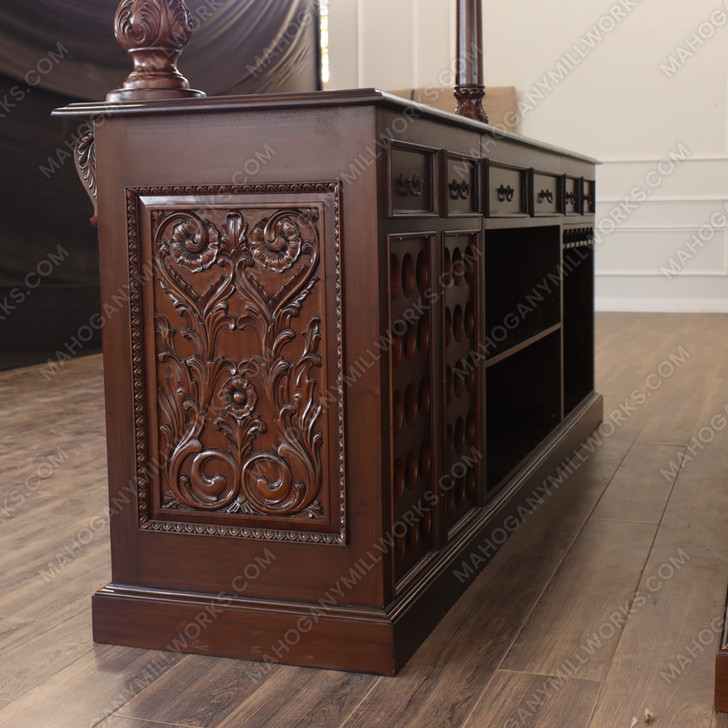 10ft Custom Gothic Canopy Saloon Pub Bar w/ Stained Glass Ceilings