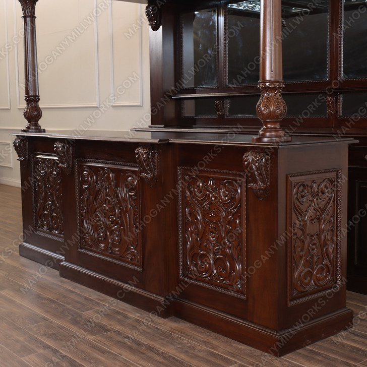 10ft Custom Gothic Canopy Saloon Pub Bar w/ Stained Glass Ceilings