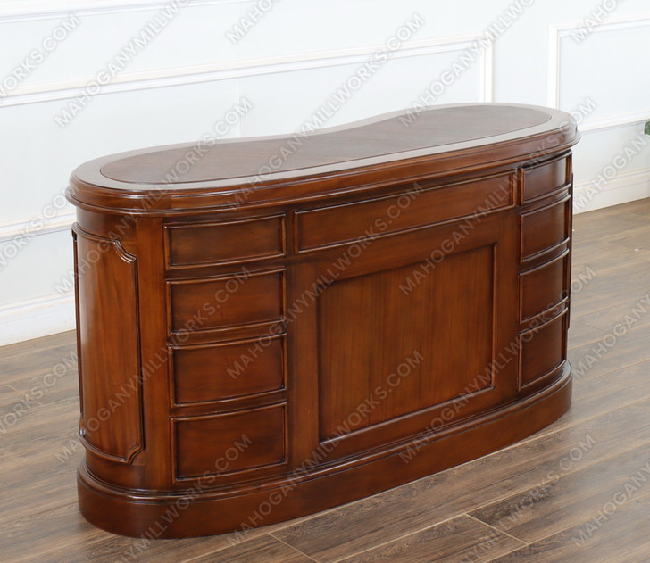 Custom Mahogany Executive Kidney Shape Office Desk (57W x 20D)