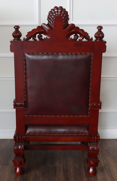 Cherry Genuine Leather Church Bishop's Throne Chair w/ Custom Inscription