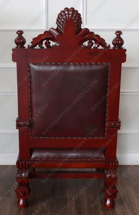 Mahogany/Leather Church Bishop's Chair w/ Custom Inscription